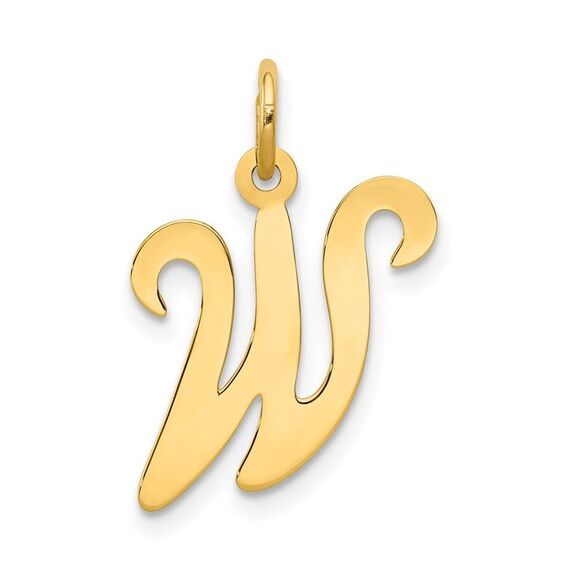 14k Yellow Gold, Sophia Collection, Small Script Initial W Pendant - Picture 1 of 5